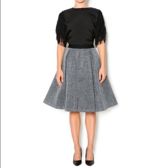 English Factory Dresses & Skirts - English Factory Metallic Silver Pleated Skirt